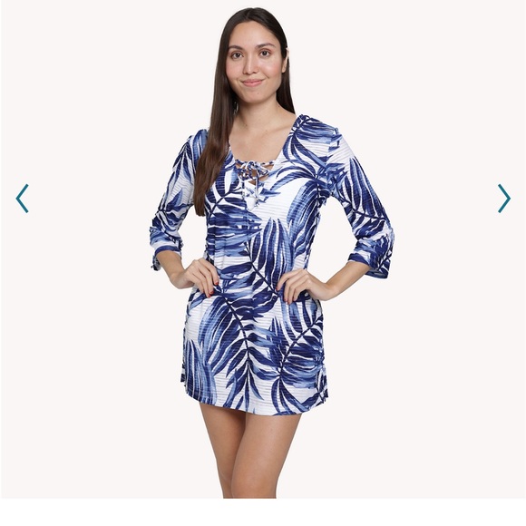 2 for $10 ⭐️NWOT Swim Coverup. Bathing suit cover top xxl white blueoversized - Picture 1 of 9